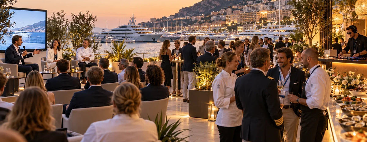 Masterclass Yachting & Networking sur une terrasse face au port de Monaco